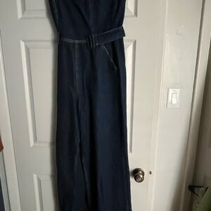 Reformation Dark Blue Denim Jumpsuit with Belt